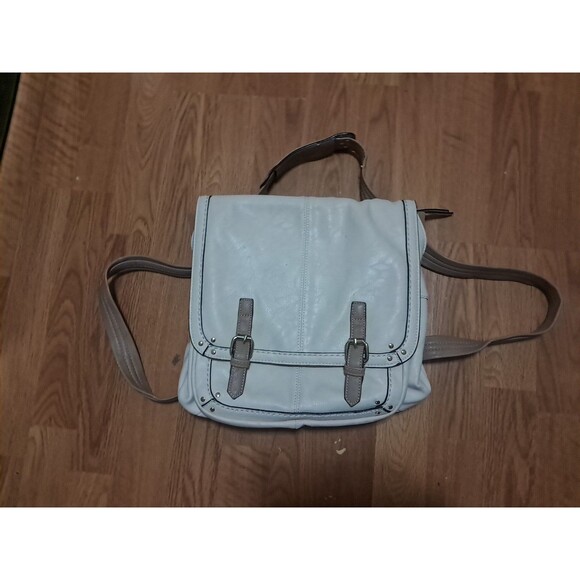 Simply Noelle Backpack Womens Beige Large Purse Bag Pockets Top Flap Snaps Zip - Picture 1 of 16